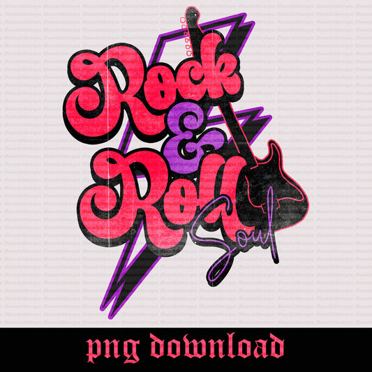 Vintage Rock & Roll soul lightning bolt guitar png shirt graphic