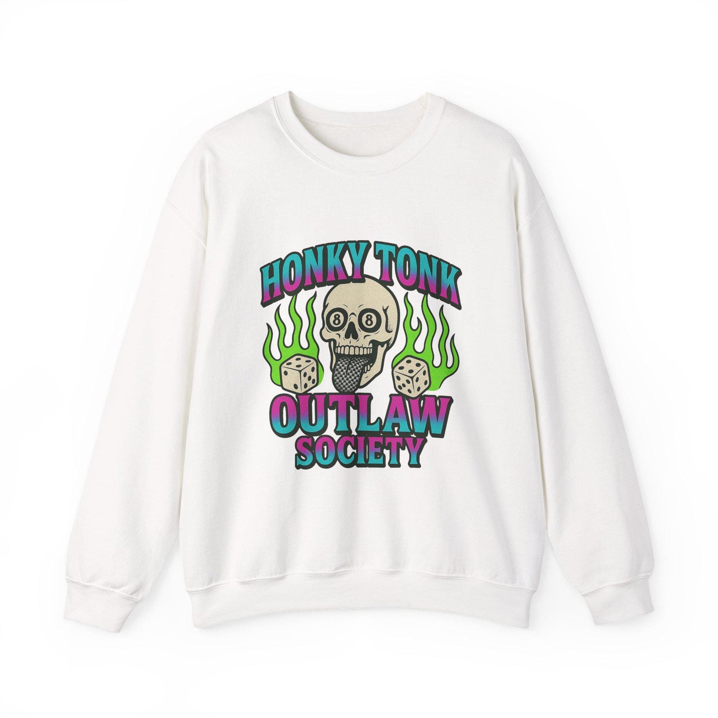 Edgy yallternative "honky tonk outlaw society" skull dice PNG graphic INSTANT digital download for tshirt sublimation or dtf