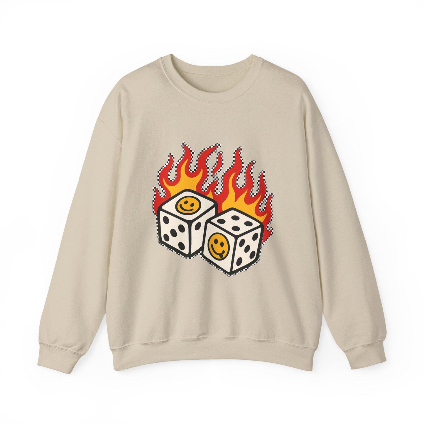 edgy flaming smiley face dice PNG graphic INSTANT digital download for tshirt sublimation or dtf