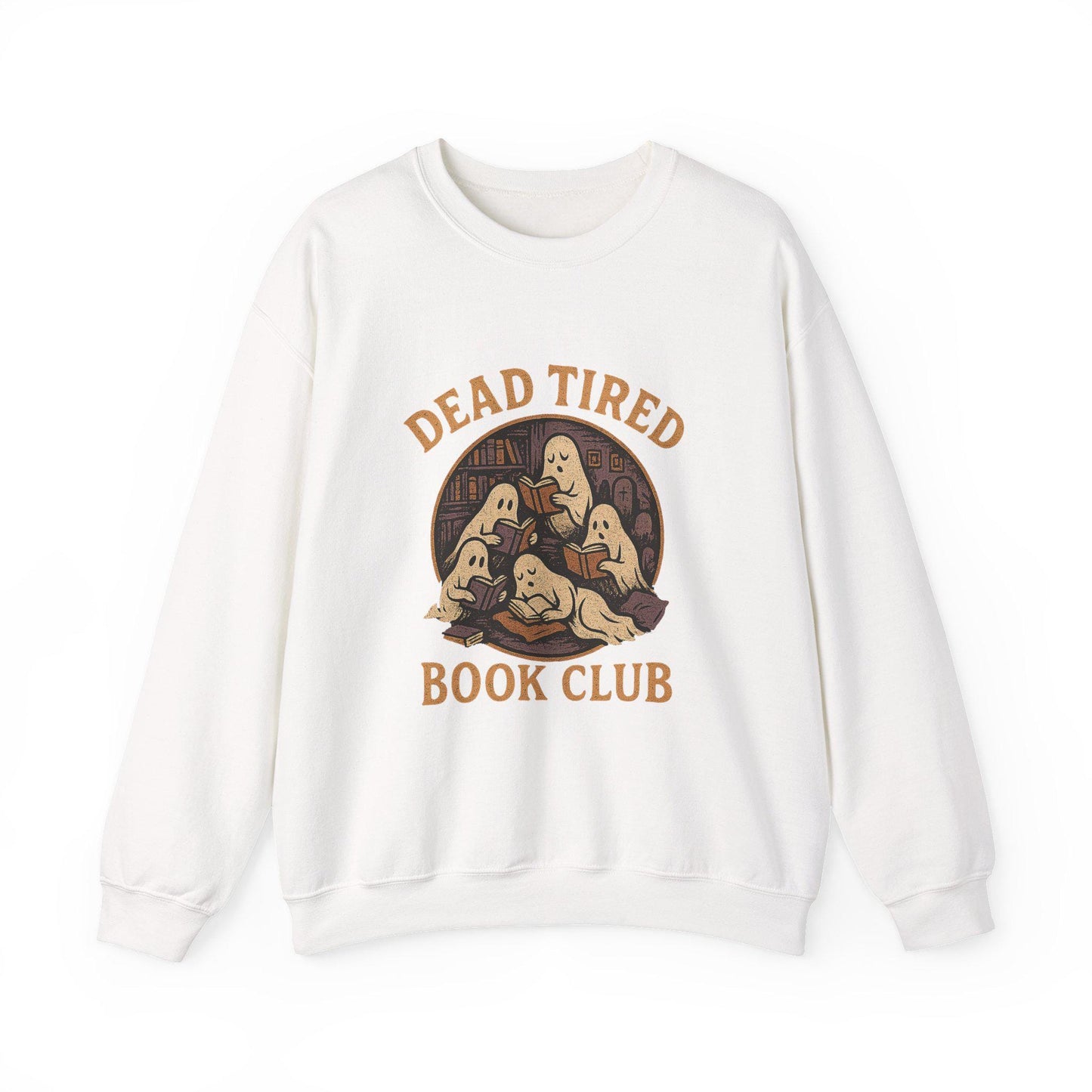 Vintage halloween "dead tired book club" reading ghost PNG graphic INSTANT digital download for tshirt sublimation or dtf