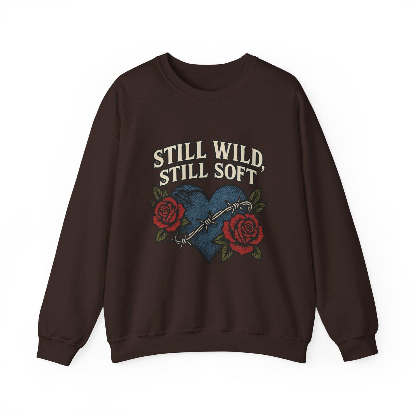 Western "still wild, still soft" denim heart & rose PNG graphic INSTANT digital download for tshirt sublimation or dtf
