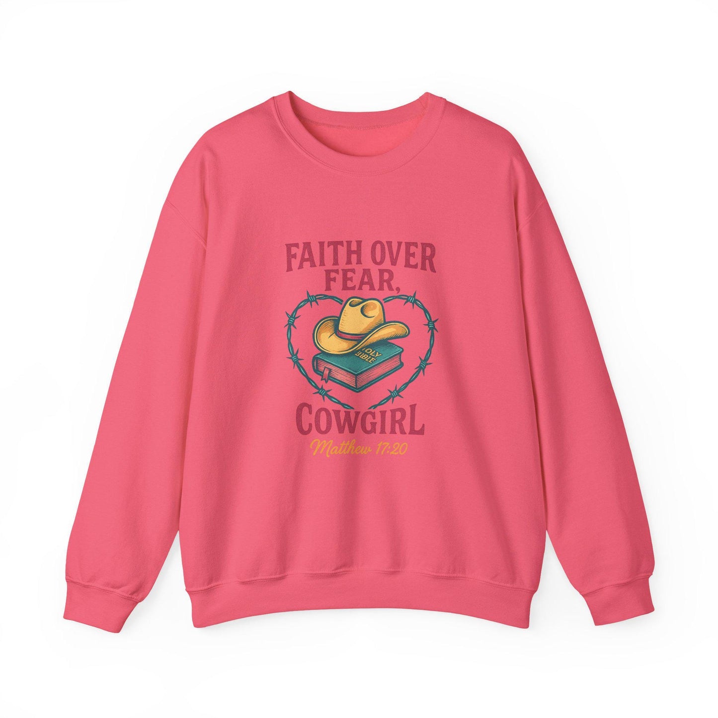 Western "faith over fear" bible cowgirl hat barbed wire heart christian PNG graphic INSTANT digital download for tshirt sublimation or dtf