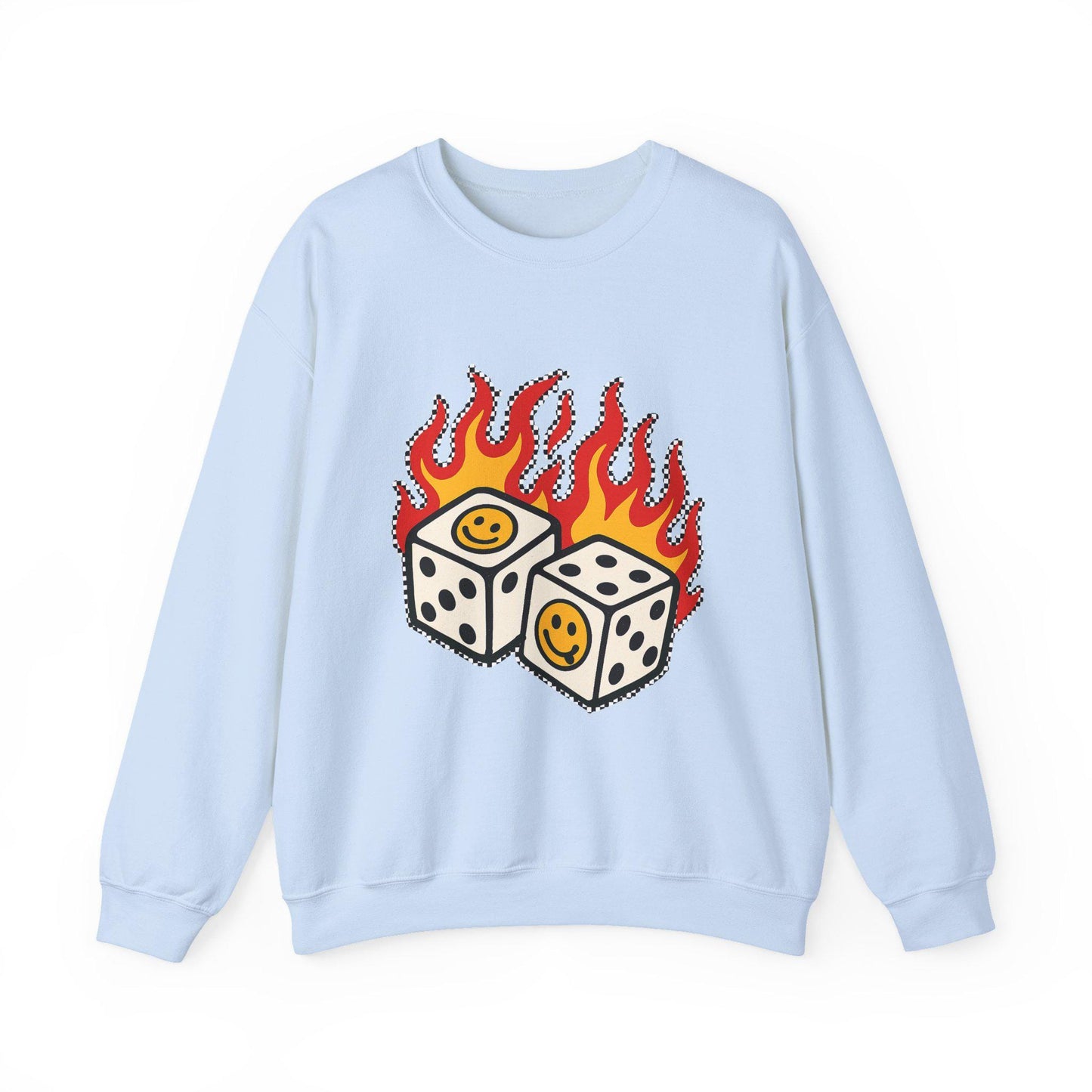 edgy flaming smiley face dice PNG graphic INSTANT digital download for tshirt sublimation or dtf