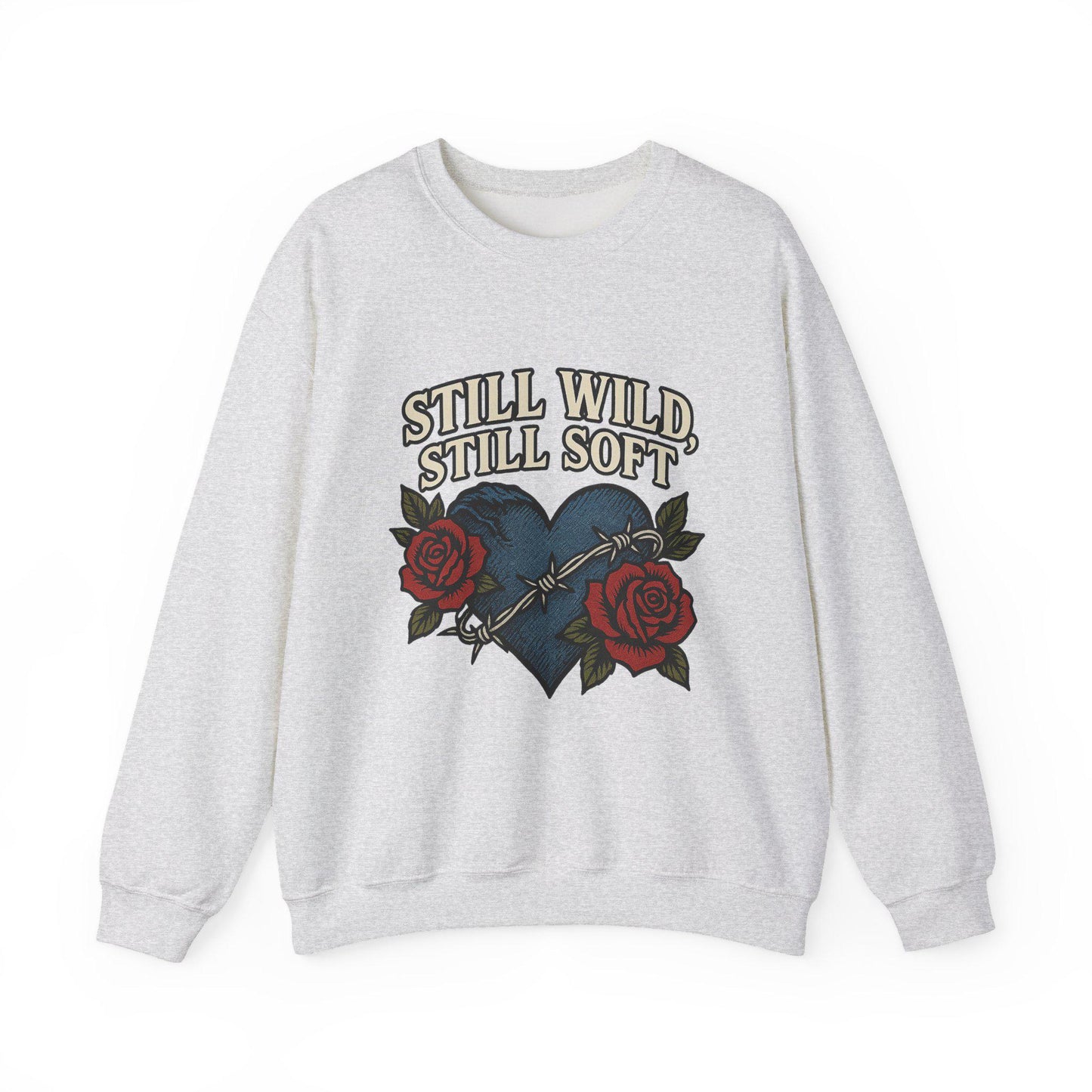 Western "still wild, still soft" denim heart & rose PNG graphic INSTANT digital download for tshirt sublimation or dtf