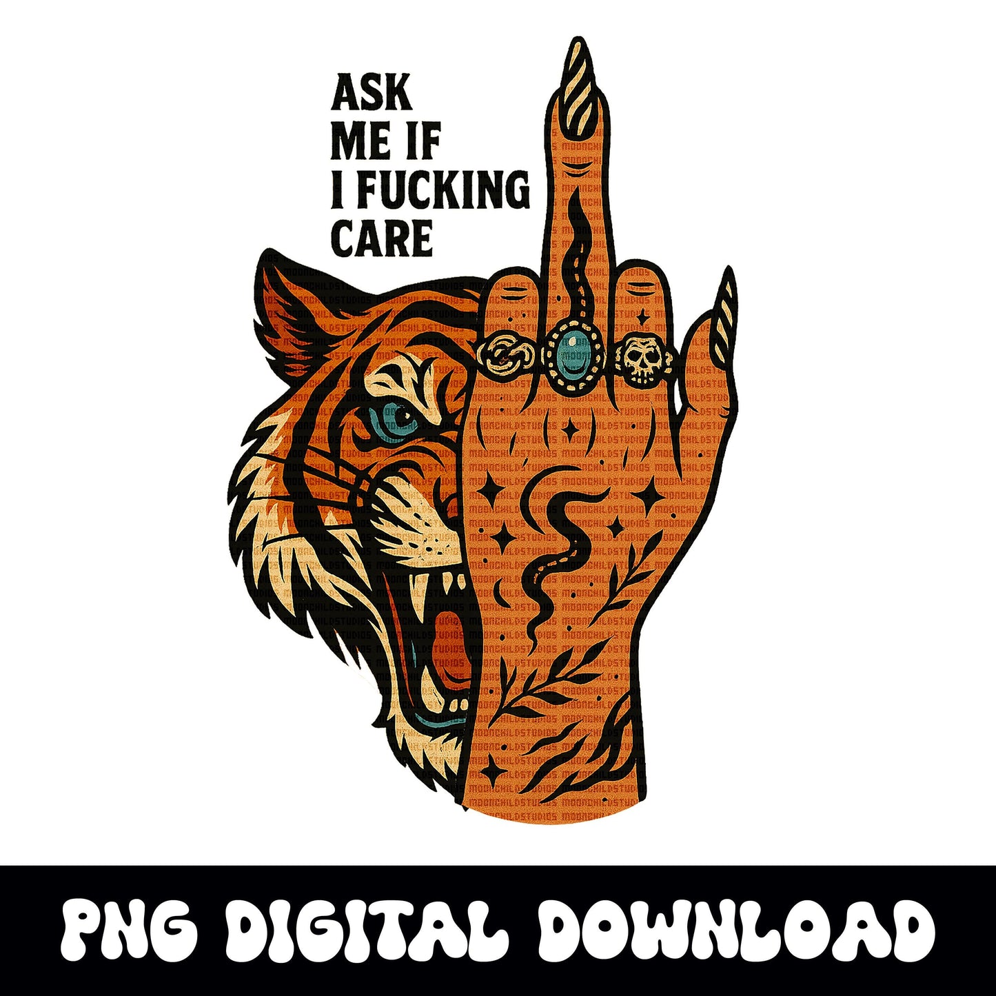 yallternative cowgirl hand and tiger PNG graphic INSTANT digital download for tshirt sublimation or dtf