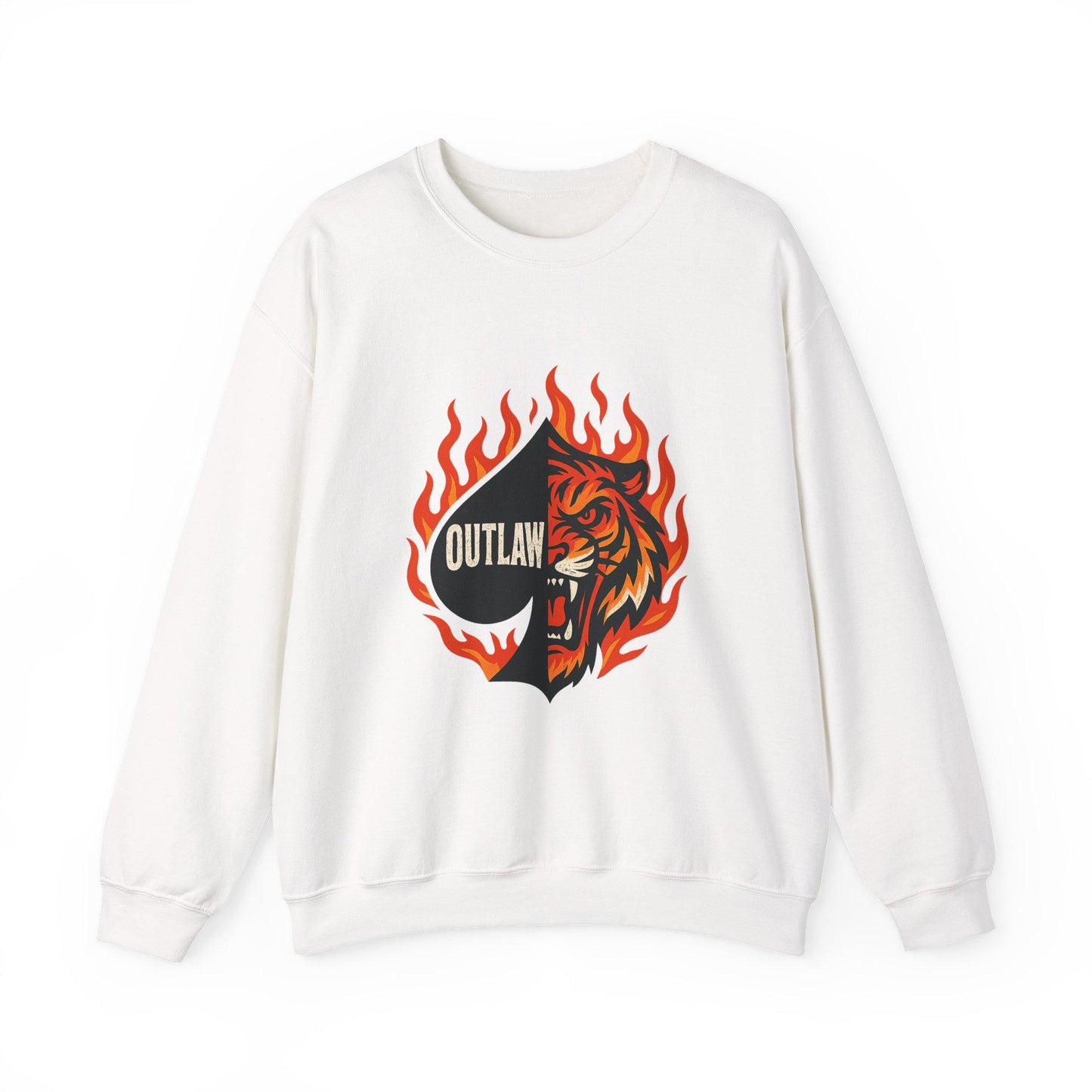 Edgy grungy Outlaw flaming spade tiger PNG graphic INSTANT digital download for tshirt sublimation or dtf