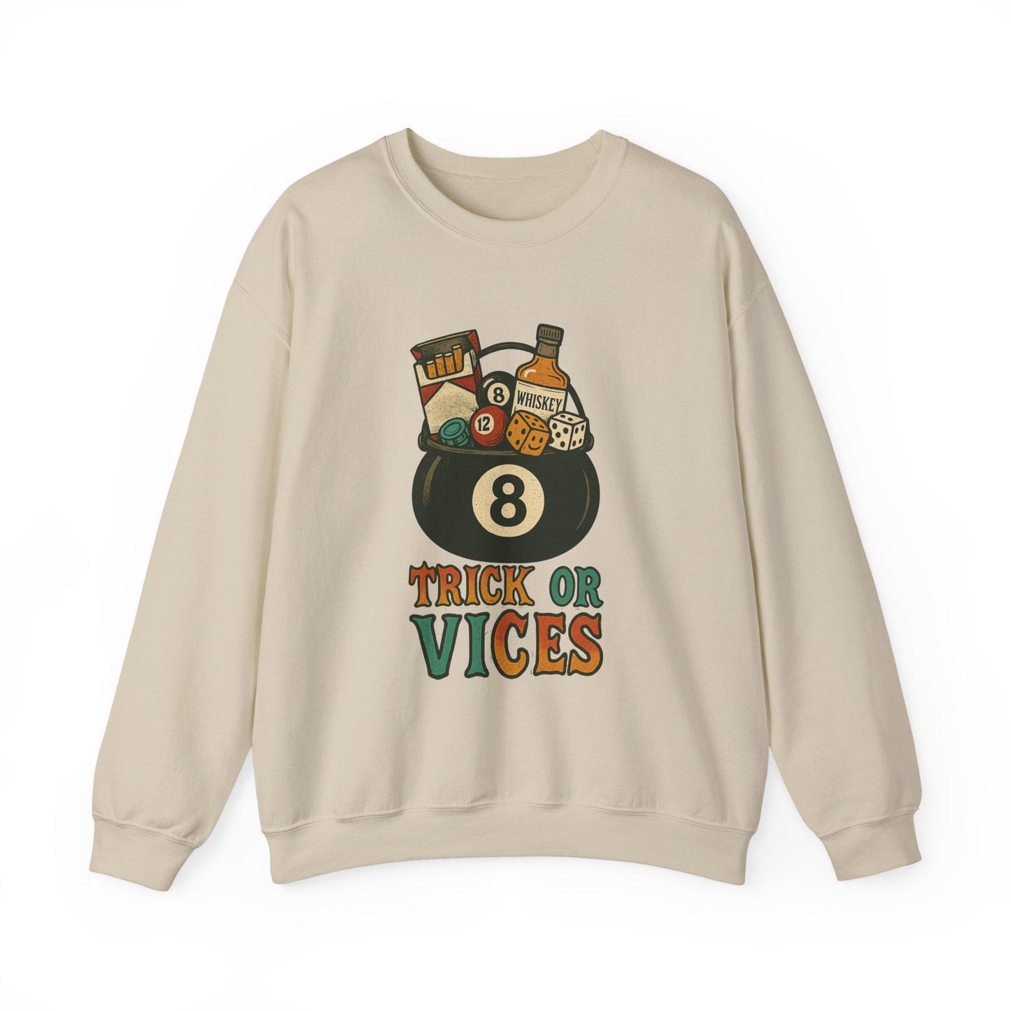 Edgy HALLOWEEN 8ball dice whiskey "trick or vices" PNG graphic INSTANT digital download for tshirt sublimation or dtf