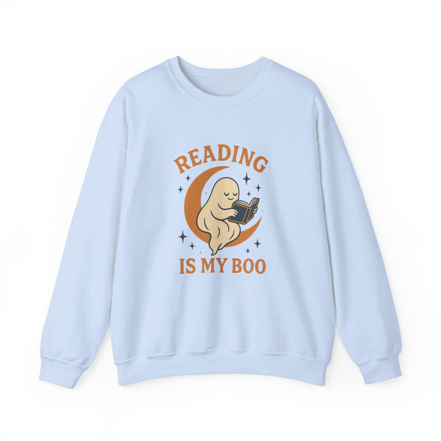 Halloween "reading is my boo" ghost moon PNG graphic INSTANT digital download for tshirt sublimation or dtf
