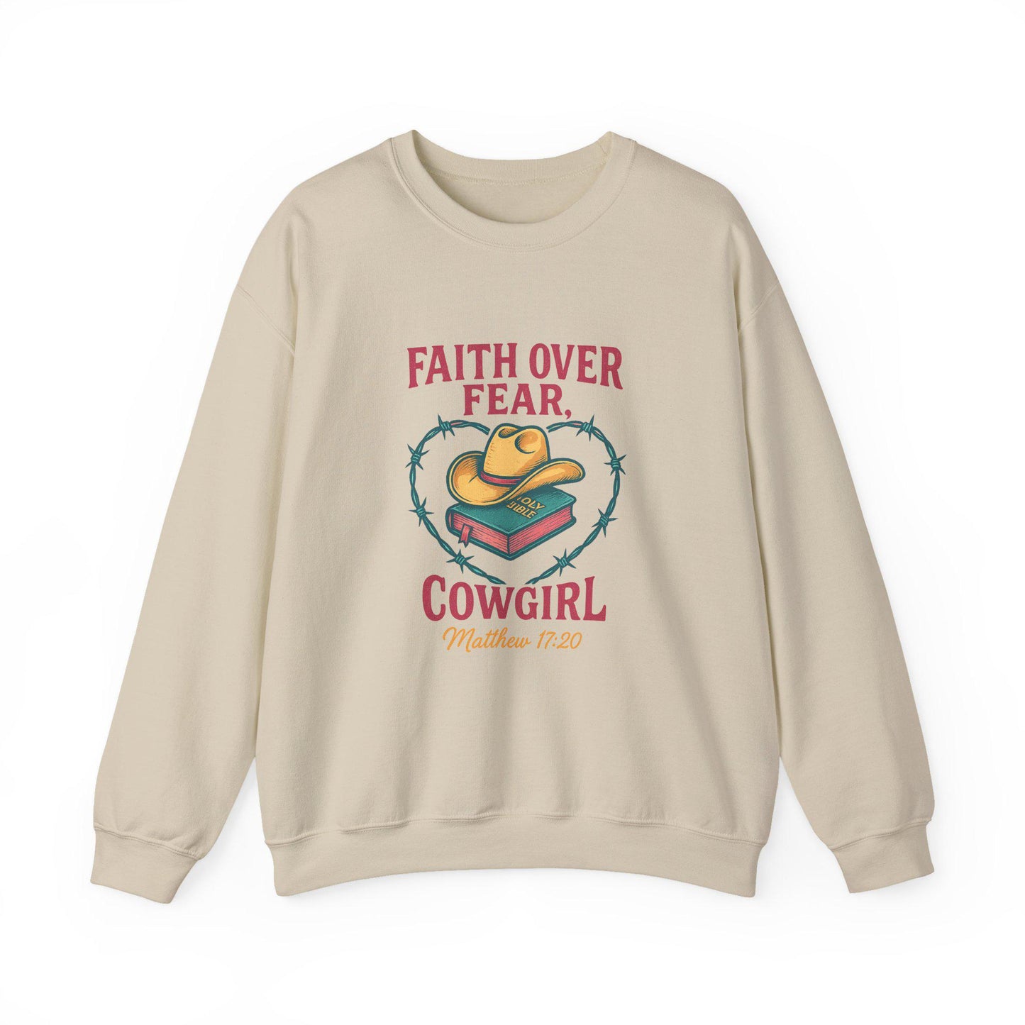 Western "faith over fear" bible cowgirl hat barbed wire heart christian PNG graphic INSTANT digital download for tshirt sublimation or dtf