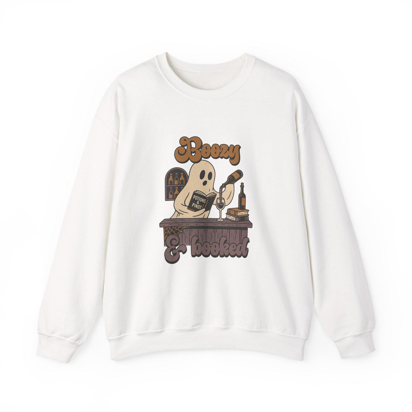 Vintage halloween "boozy & booked" ghost bar PNG graphic INSTANT digital download for tshirt sublimation or dtf