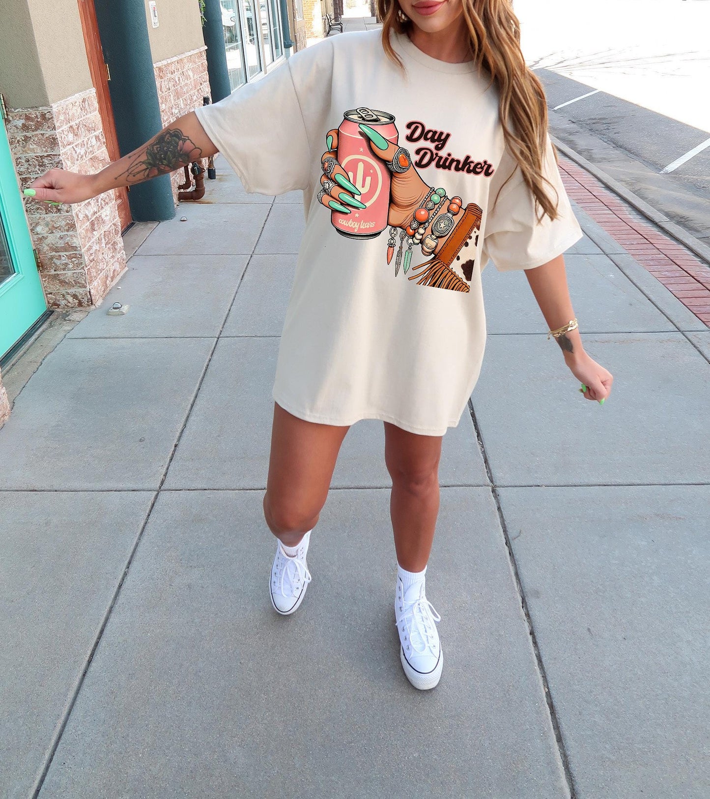 Punchy western day drinker cowboy tears turquoise png digital download for sublimation or dtf