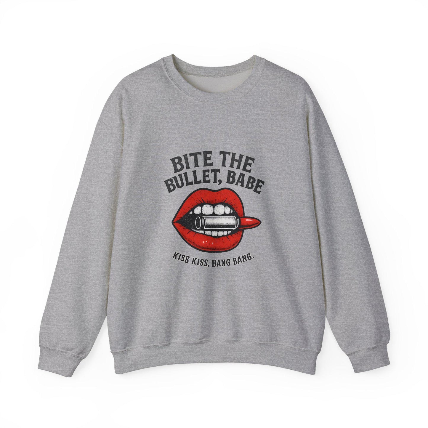 Edgy "Bite the bullet, babe. kiss kiss bang bang" lip bullet lipstick PNG graphic INSTANT digital download for tshirt sublimation or dtf