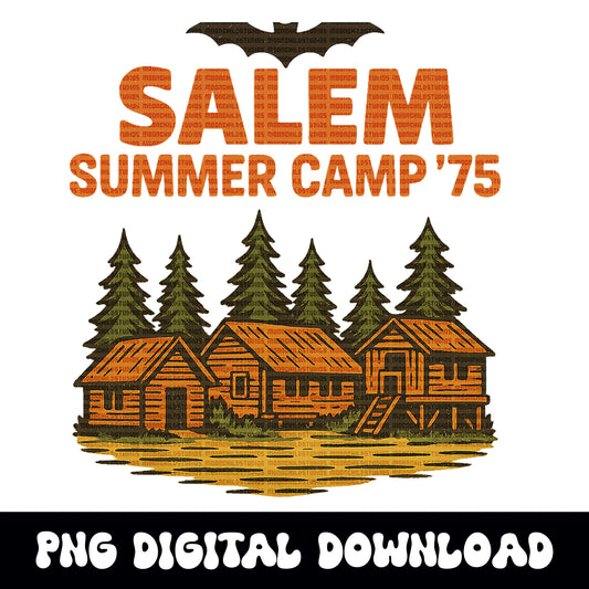Vintage Salem summer camp halloween PNG graphic INSTANT digital download for tshirt sublimation or dtf