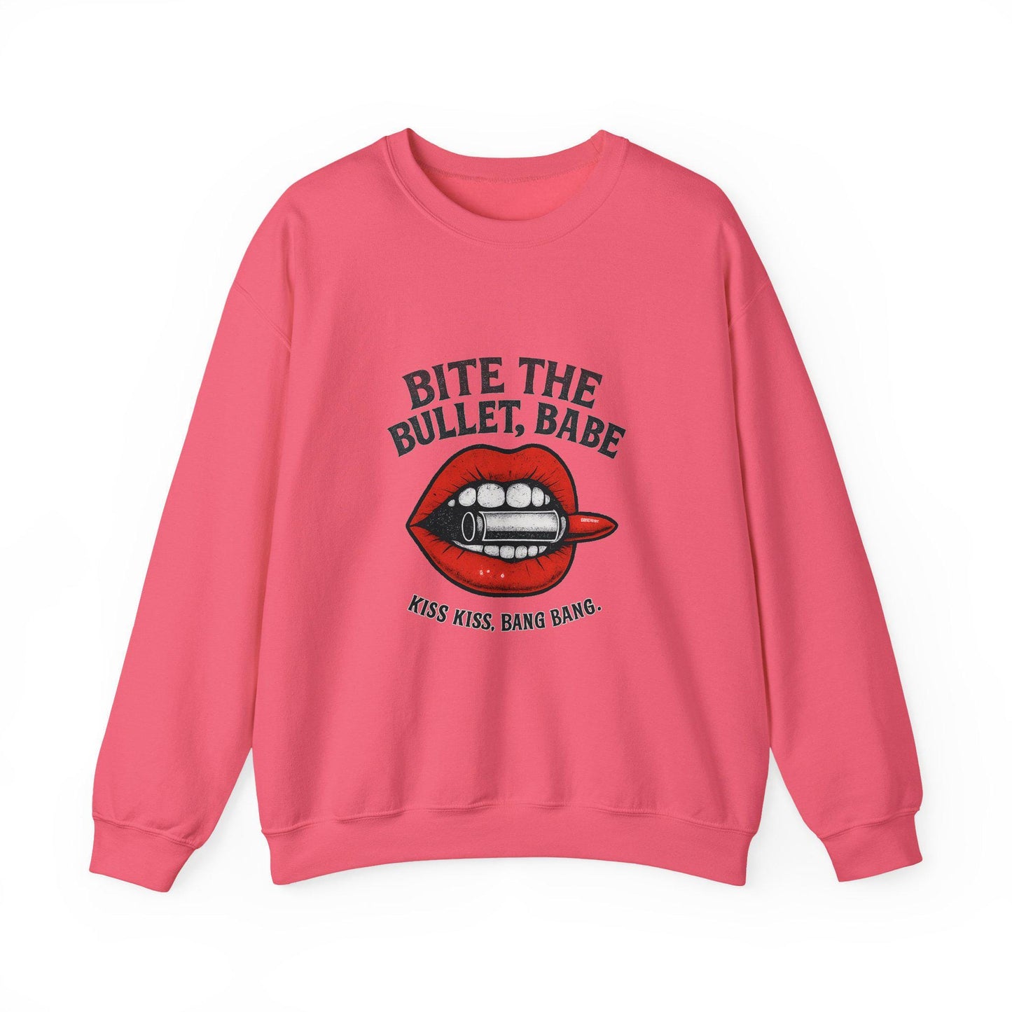 Edgy "Bite the bullet, babe. kiss kiss bang bang" lip bullet lipstick PNG graphic INSTANT digital download for tshirt sublimation or dtf