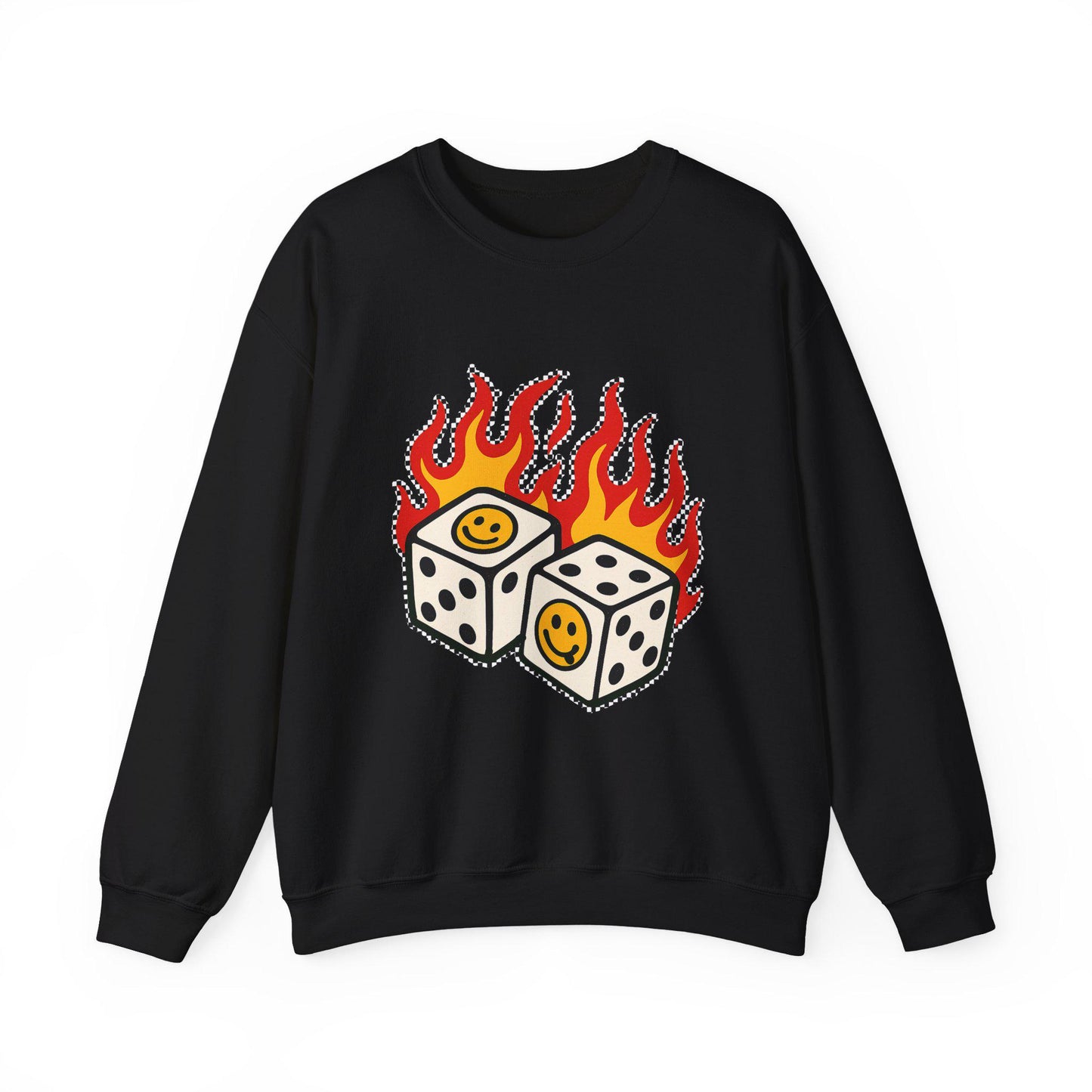 edgy flaming smiley face dice PNG graphic INSTANT digital download for tshirt sublimation or dtf