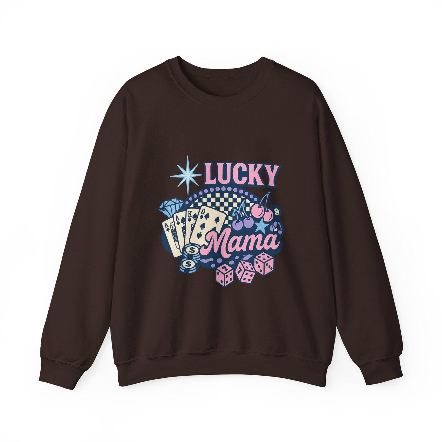 Trendy casino cherry "LUCKY MAMA" png graphic digital download for tshirt sublimation or dtf