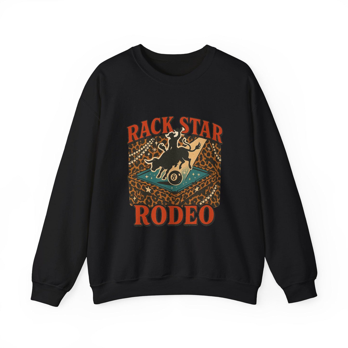 Western pool table cowboy "RACK STAR RODEO" cheetah print png graphic digital download for tshirt sublimation or dtf