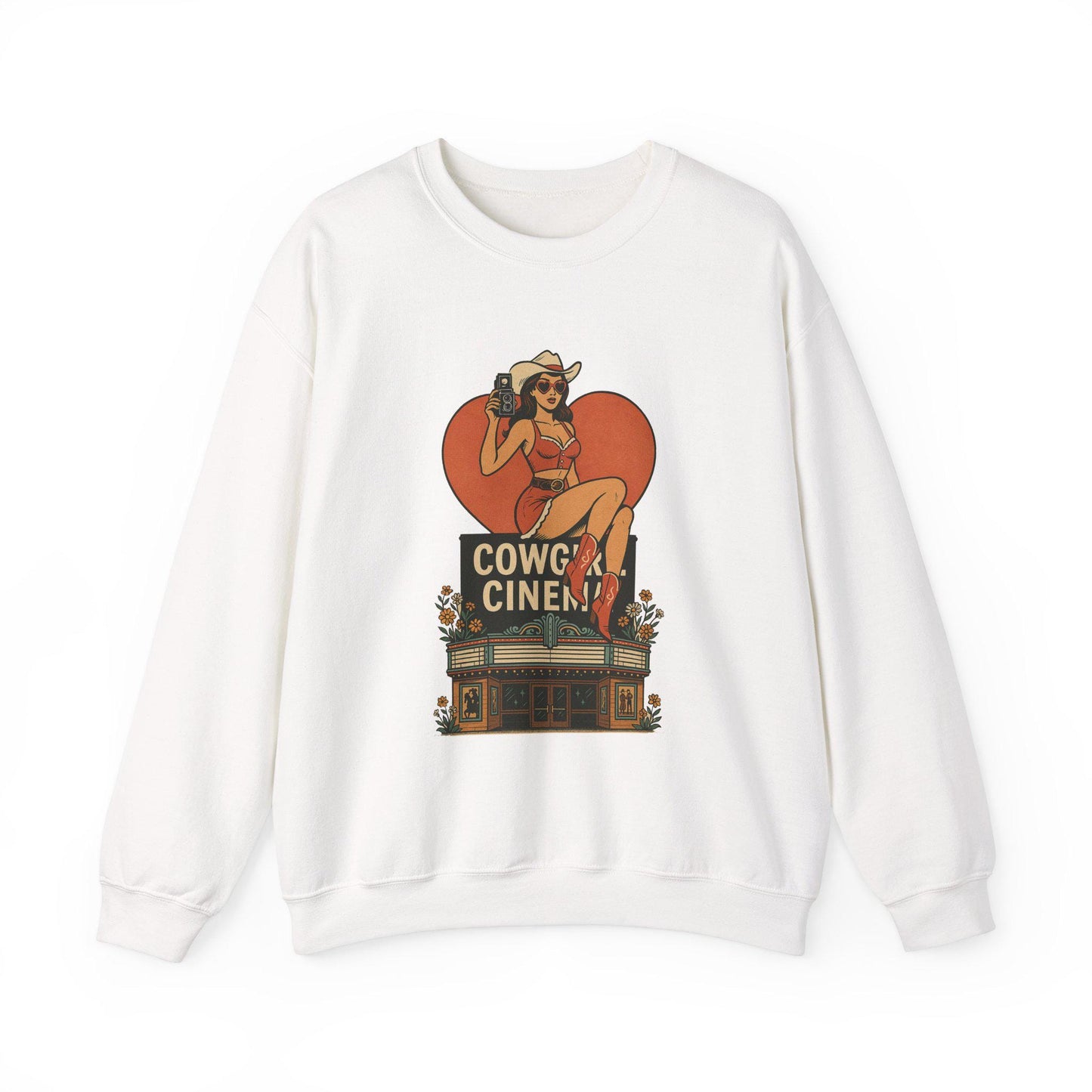 Western pinup Cowgirl Cinema Theater Png graphic digital download for sublimation and dtf