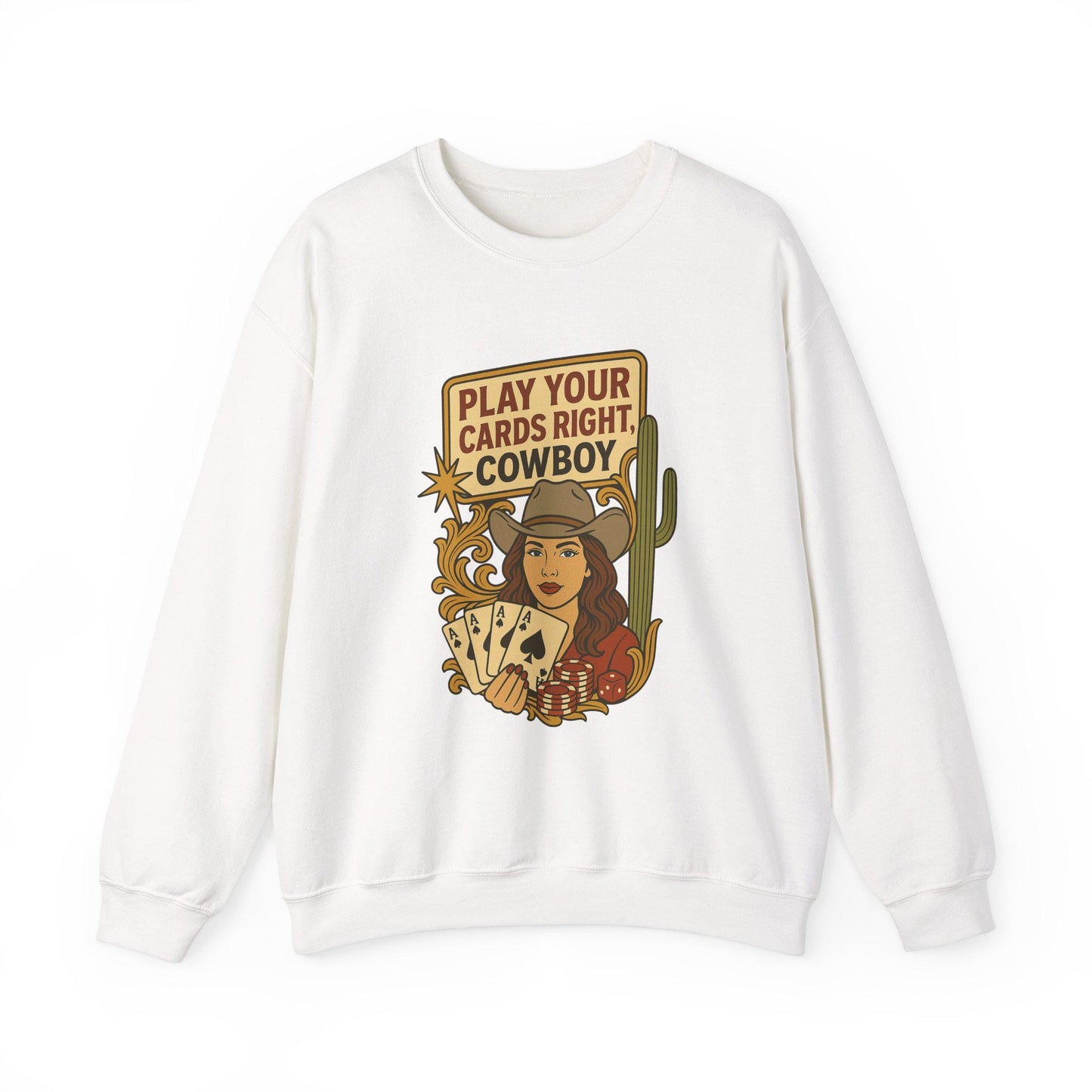 Western cowgirl casino "play your cards right" png graphic digital download for tshirt sublimation or dtf