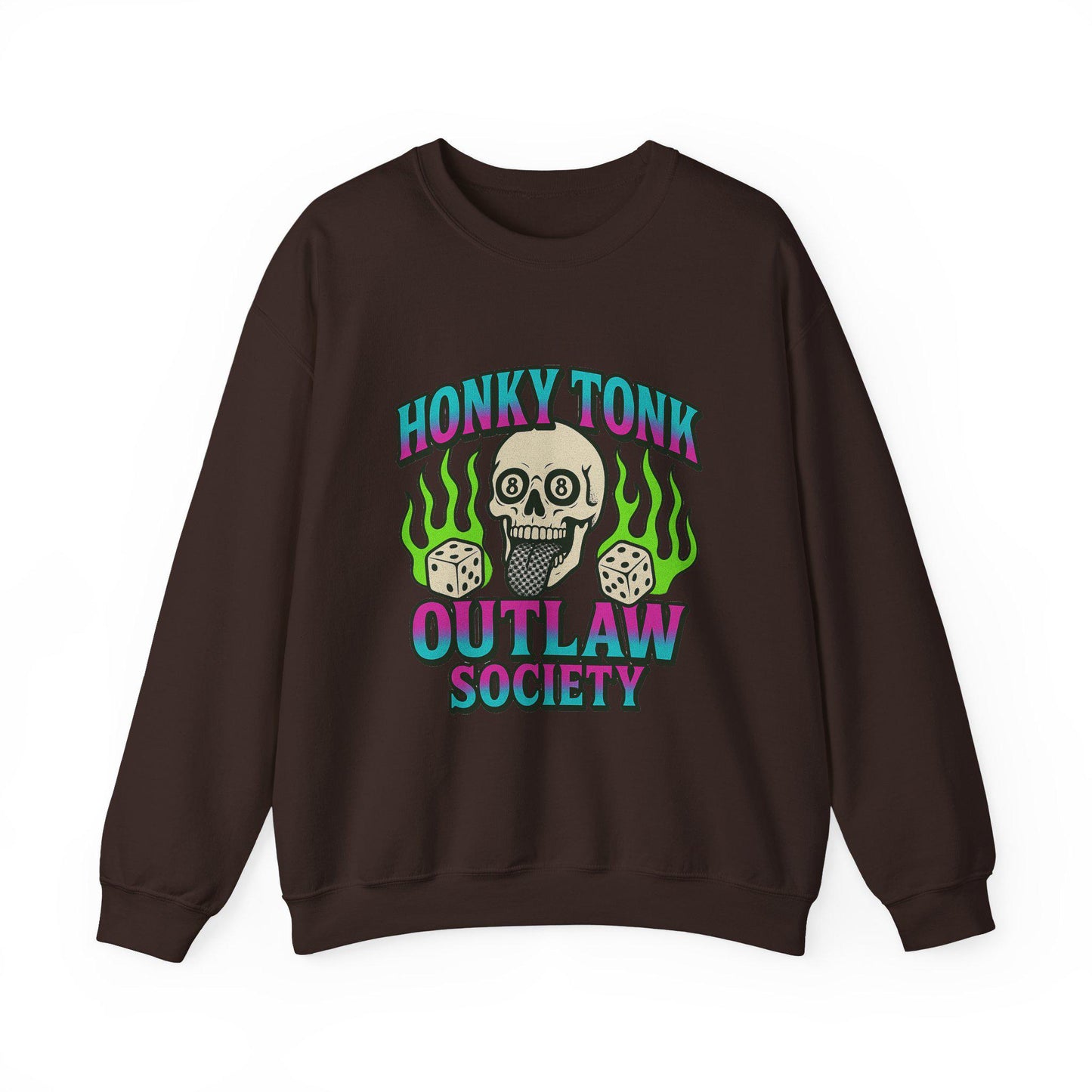 Edgy yallternative "honky tonk outlaw society" skull dice PNG graphic INSTANT digital download for tshirt sublimation or dtf