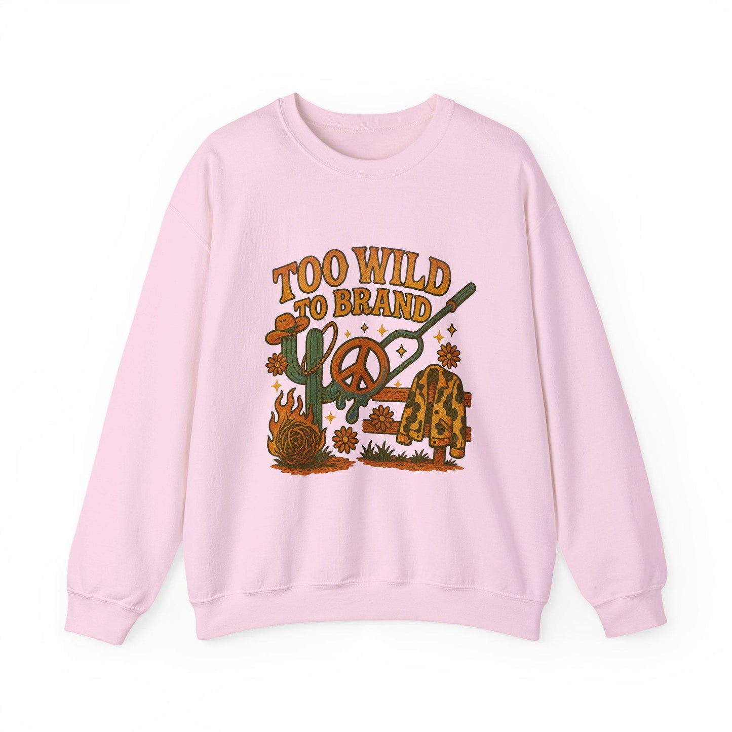 Groovy Western hippie cowgirl "too wild to brand" png graphic digital download for tshirt sublimation or dtf
