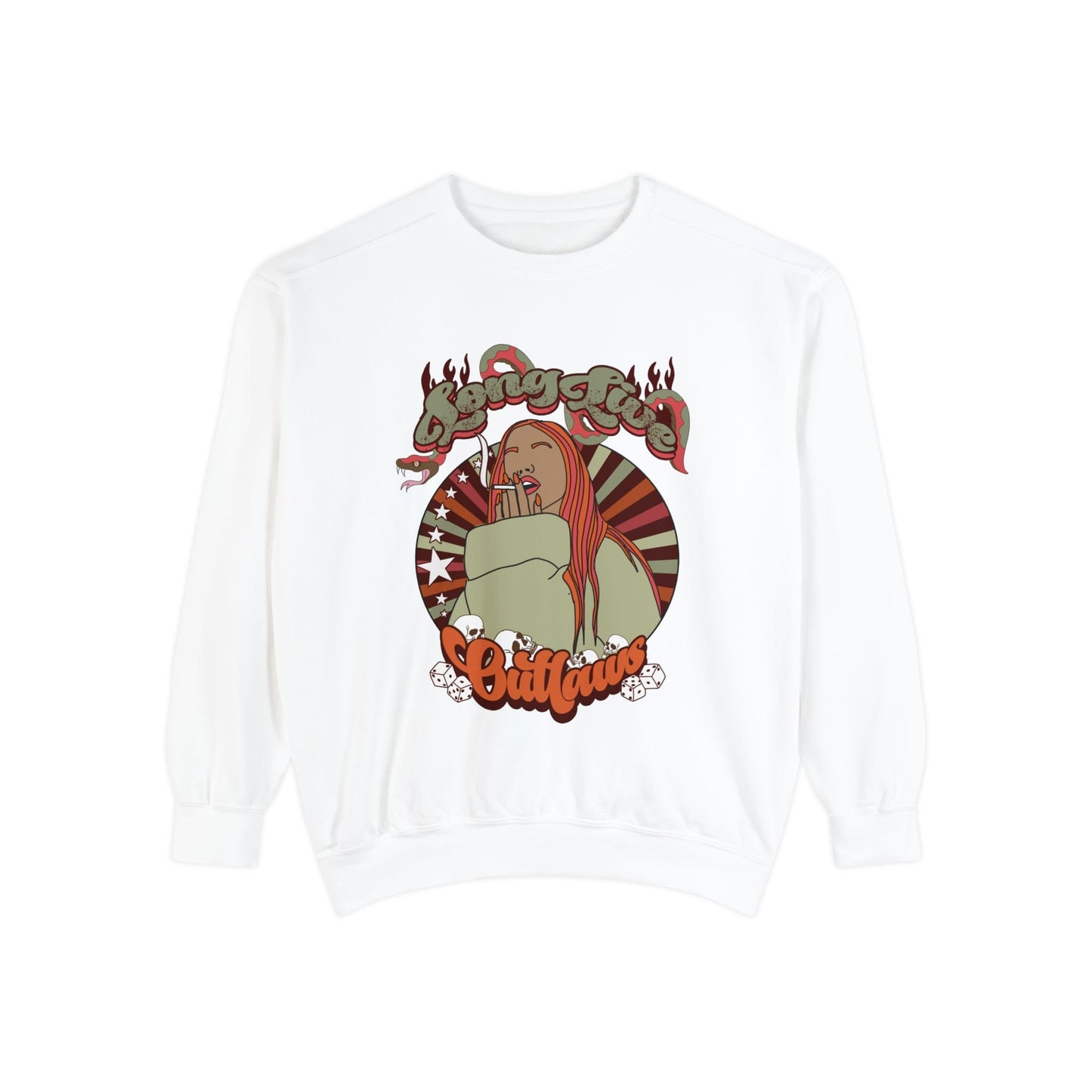 Long live outlaws Trendy western girl skull snake flame dice png graphic digital download