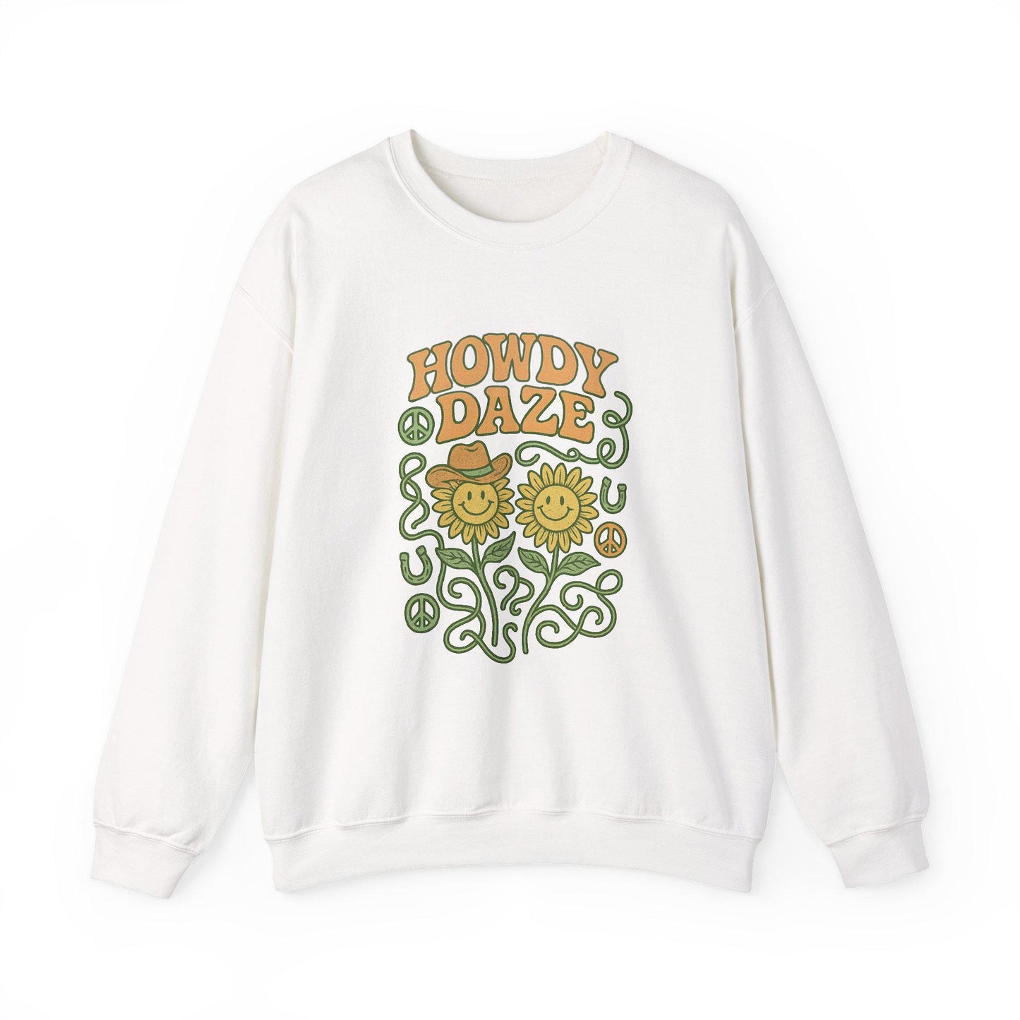 Western "Howdy daze" groovy flower PNG graphic digital download for tshirt sublimation or dtf