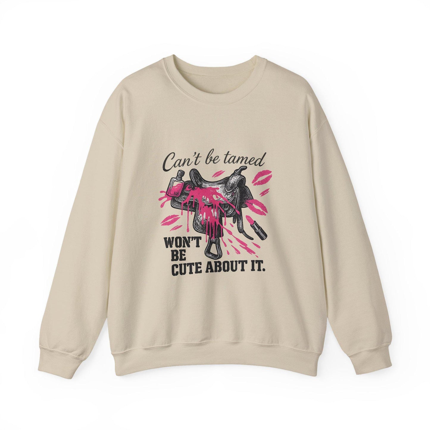 Pink Western "cant be tamed" pink lipstick saddle cowgirl PNG graphic INSTANT digital download for tshirt sublimation or dtf