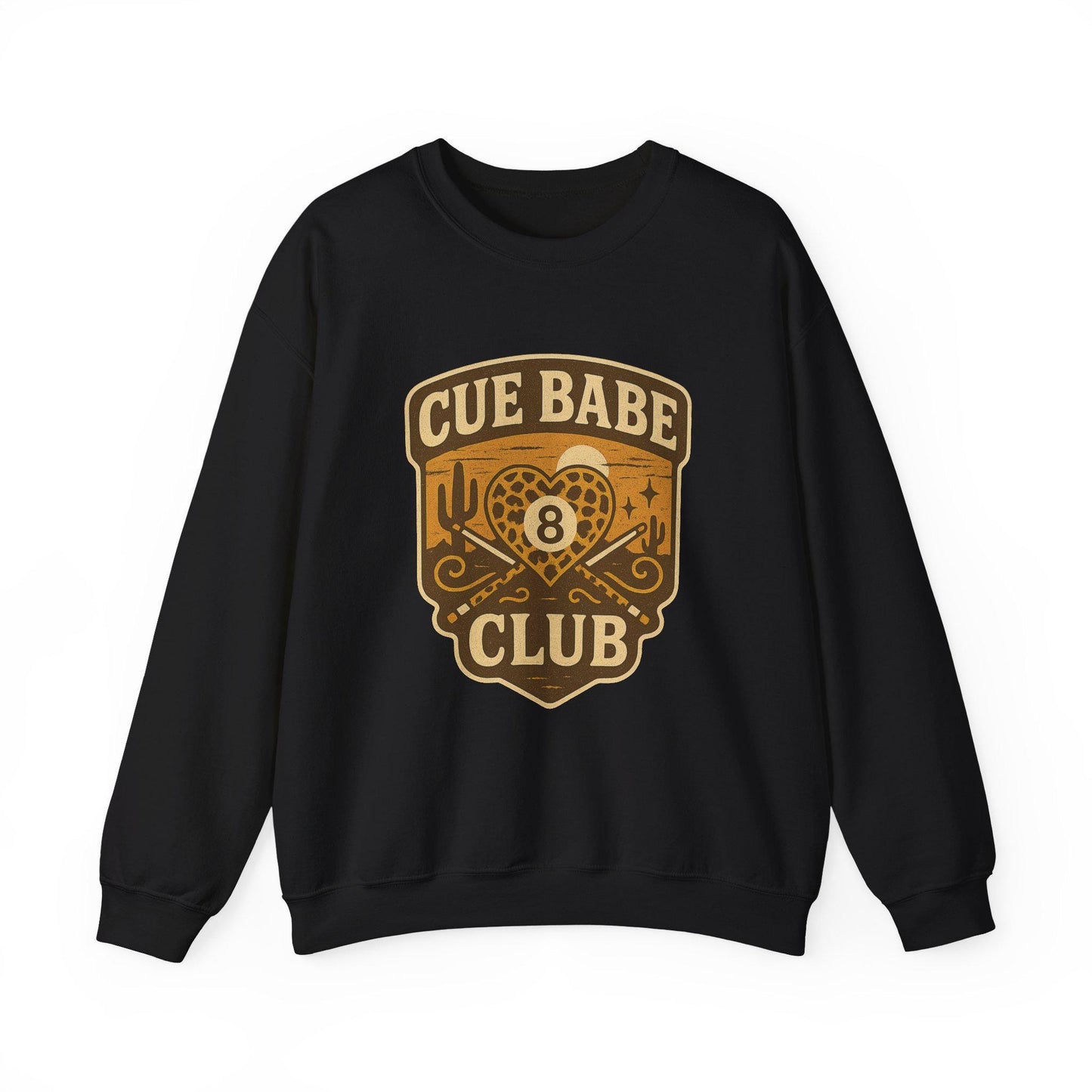 Western 8ball heart desert cue babe club png graphic instant digital download for tshirt sublimation or dtf