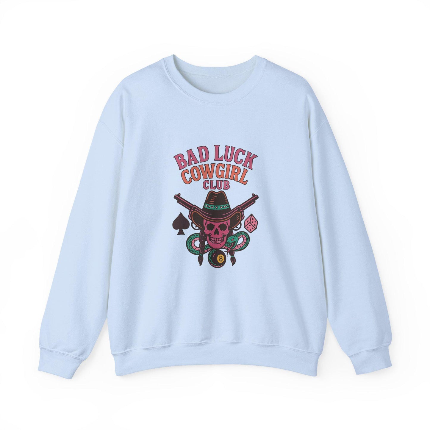 Western "bad luck cowgirl club" cowgirl skull 8ball spade yallternative PNG graphic INSTANT digital download for tshirt sublimation or dtf