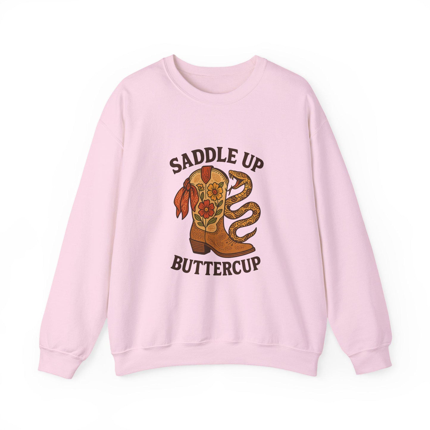 Western "Saddle up, buttercup" floral cowgirl boot & snake PNG instant digital download for tshirt sublimation or dtf