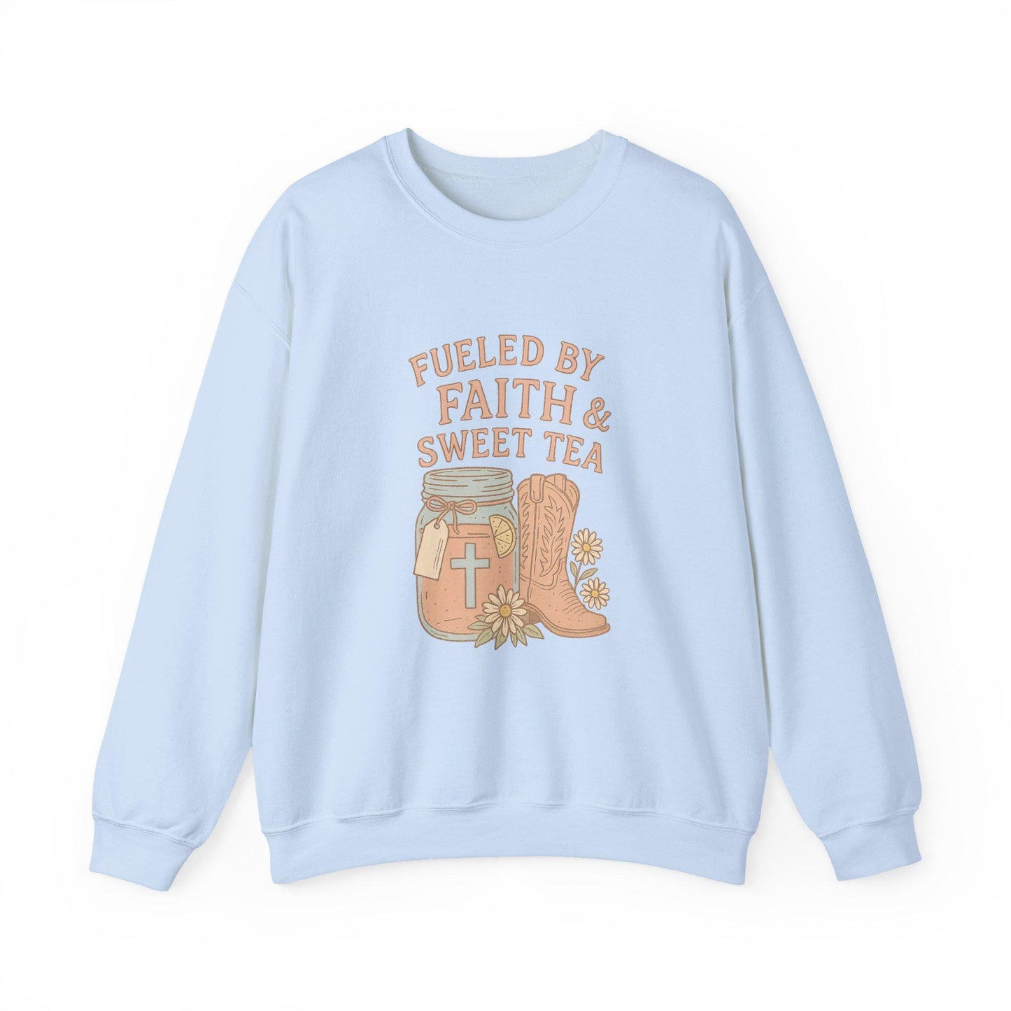 Western christian "Fueled by gaith & sweet tea" cowgirl PNG graphic INSTANT digital download for tshirt sublimation or dtf