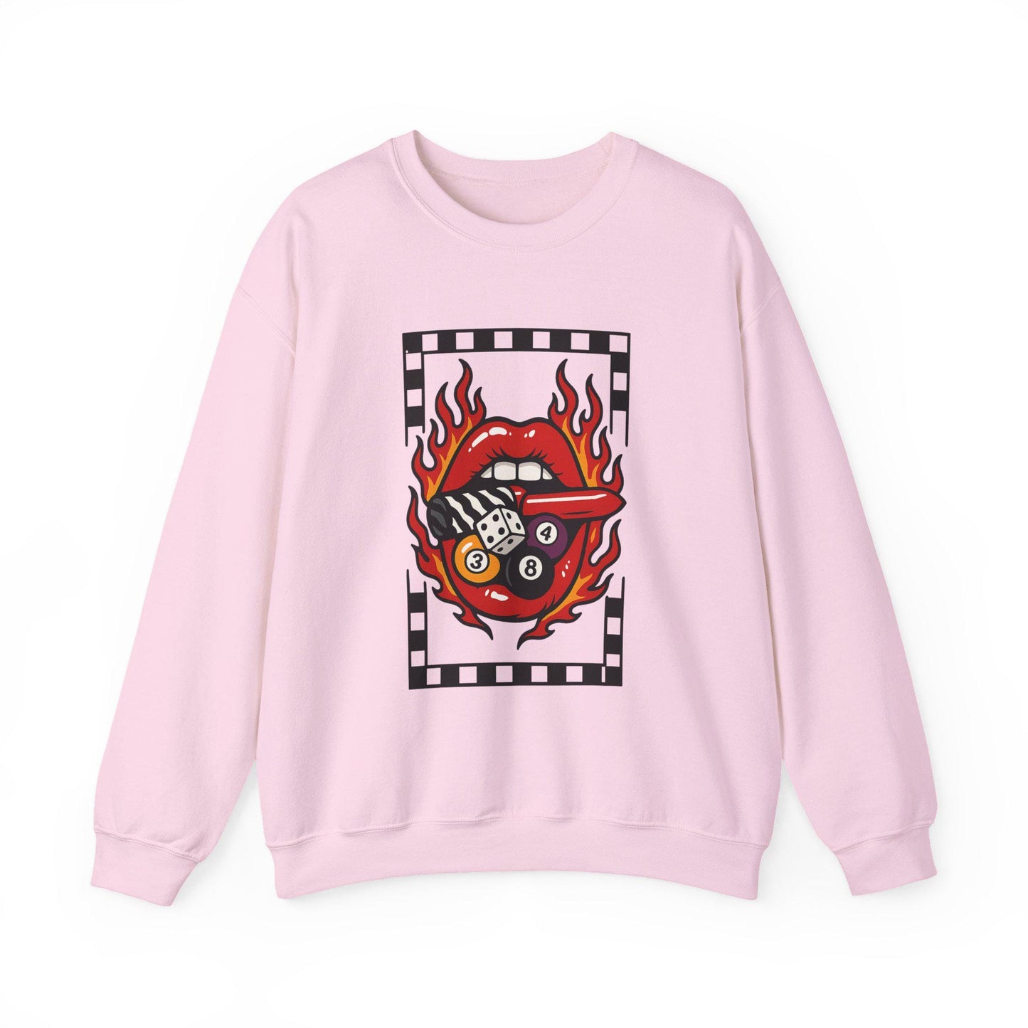 Edgy pool ball lipstick mouth PNG graphic INSTANT digital download for tshirt sublimation or dtf