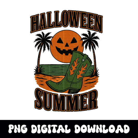 Western Halloween summer beach cowgirl pumpkin PNG graphic INSTANT digital download for tshirt sublimation or dtf