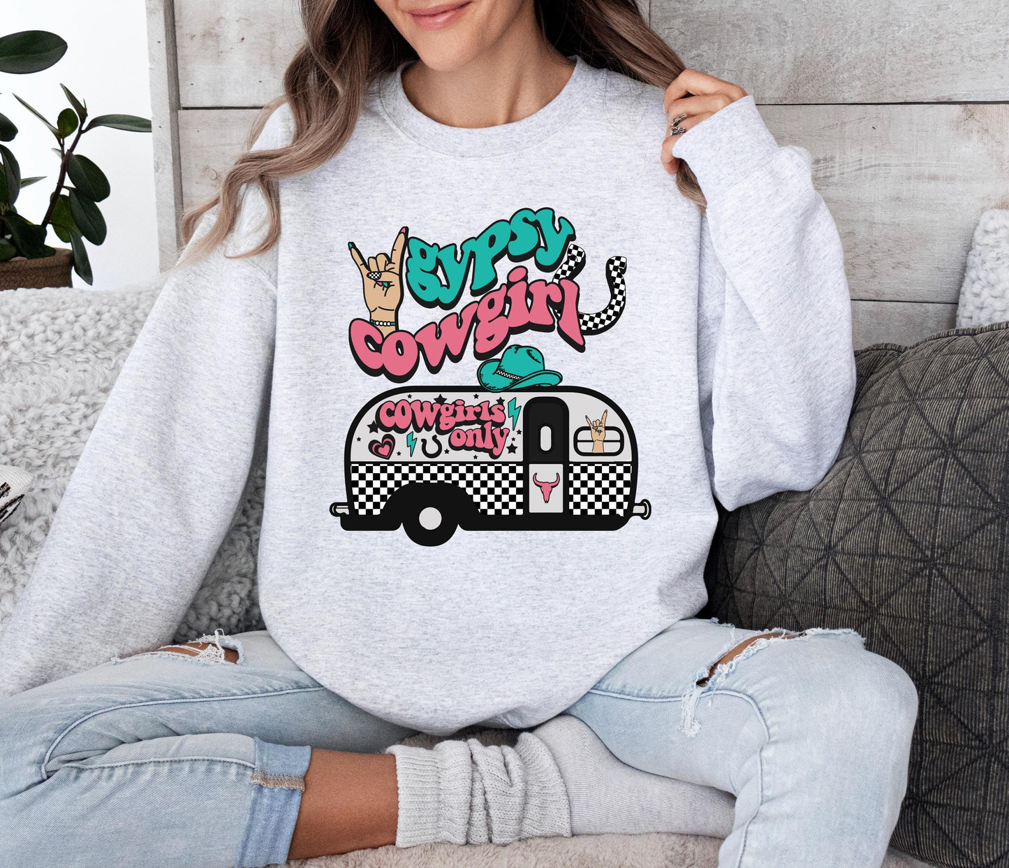 Gypsy cowgirl retro western camper graphic png sublimation design