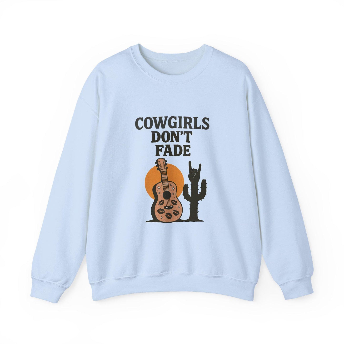 Western "Cowgirls dont fade" guitar and rock on cactus desert PNG graphic INSTANT digital download for tshirt sublimation or dtf