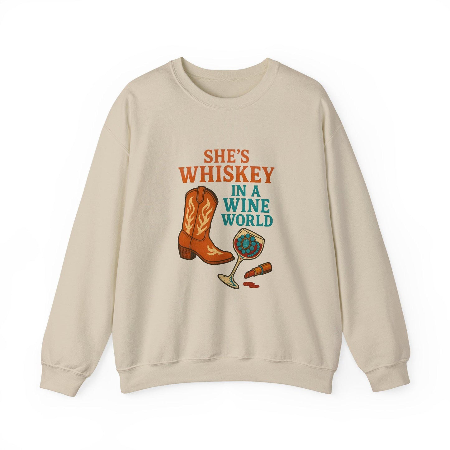 Western "shes whiskey in a wine world" cowgirl turquoise lipstick PNG graphic INSTANT digital download for tshirt sublimation or dtf