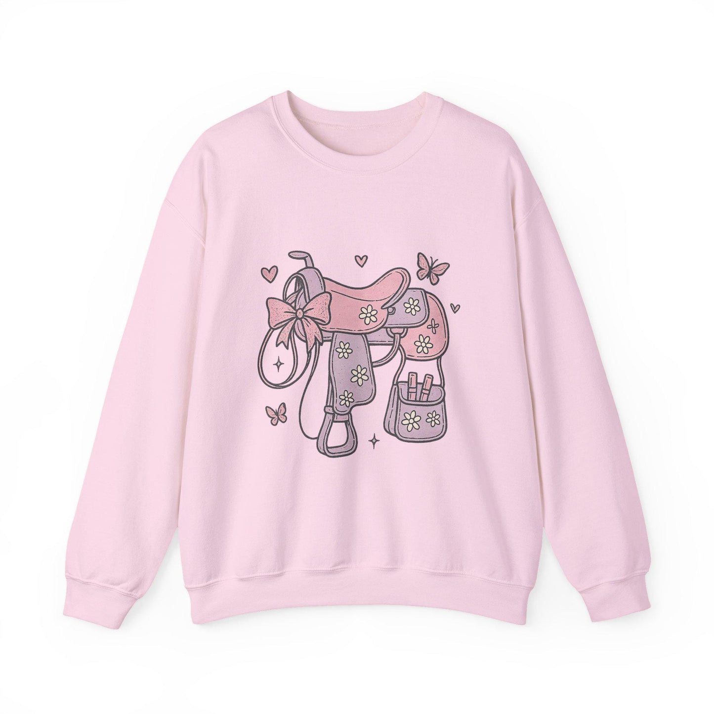 Western pastel saddle makeup bow and daisy PNG graphic INSTANT digital download for tshirt sublimation or dtf