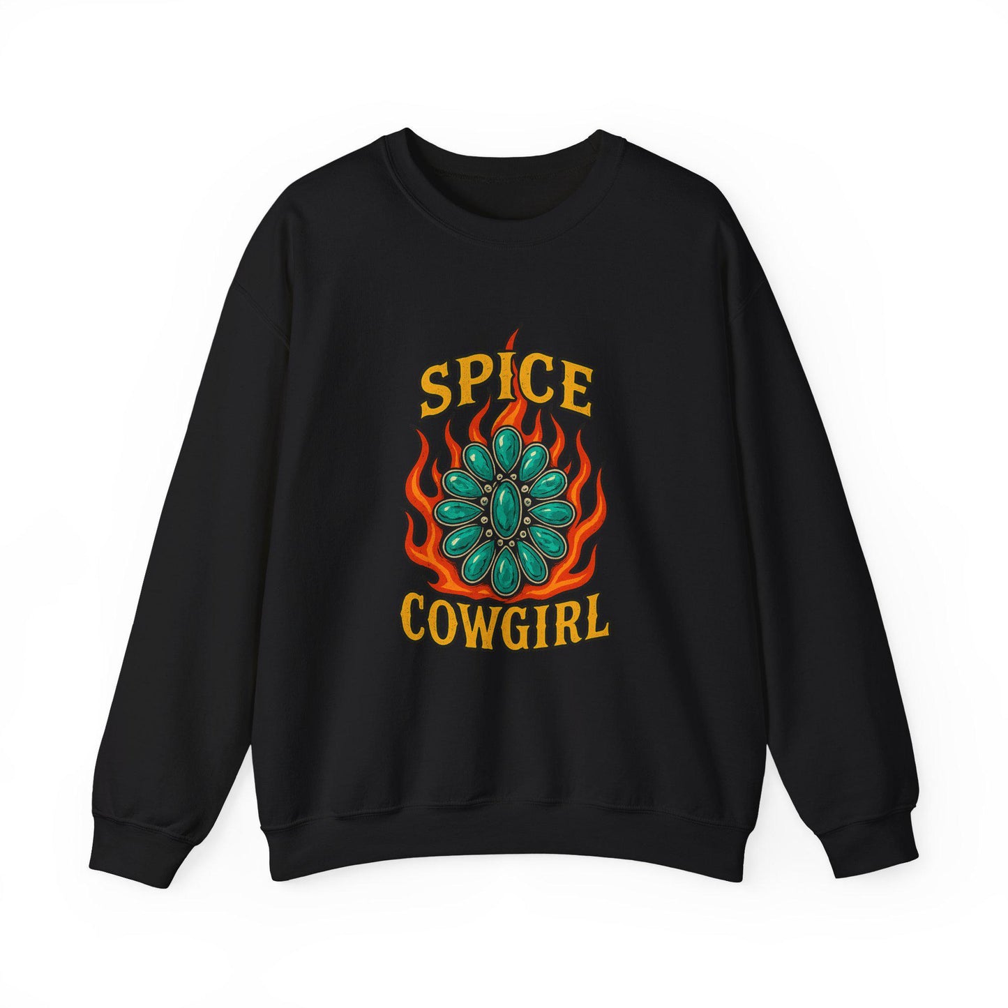 Flaming turquoise "spice cowgirl" PNG graphic INSTANT digital download for tshirt sublimation or dtf