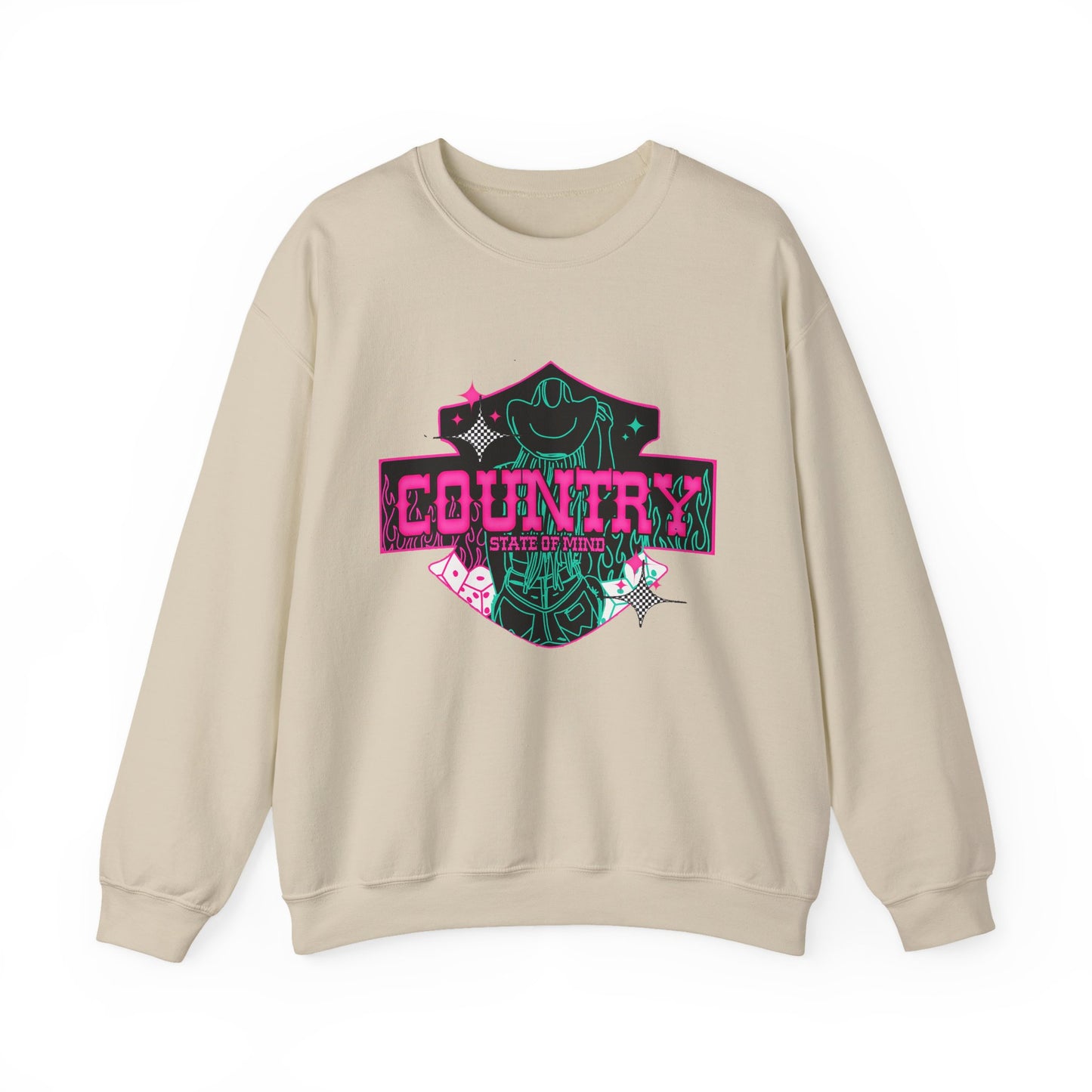 Country Music Crewneck Sweatshirt — 'Country' Retro Rodeo Graphic