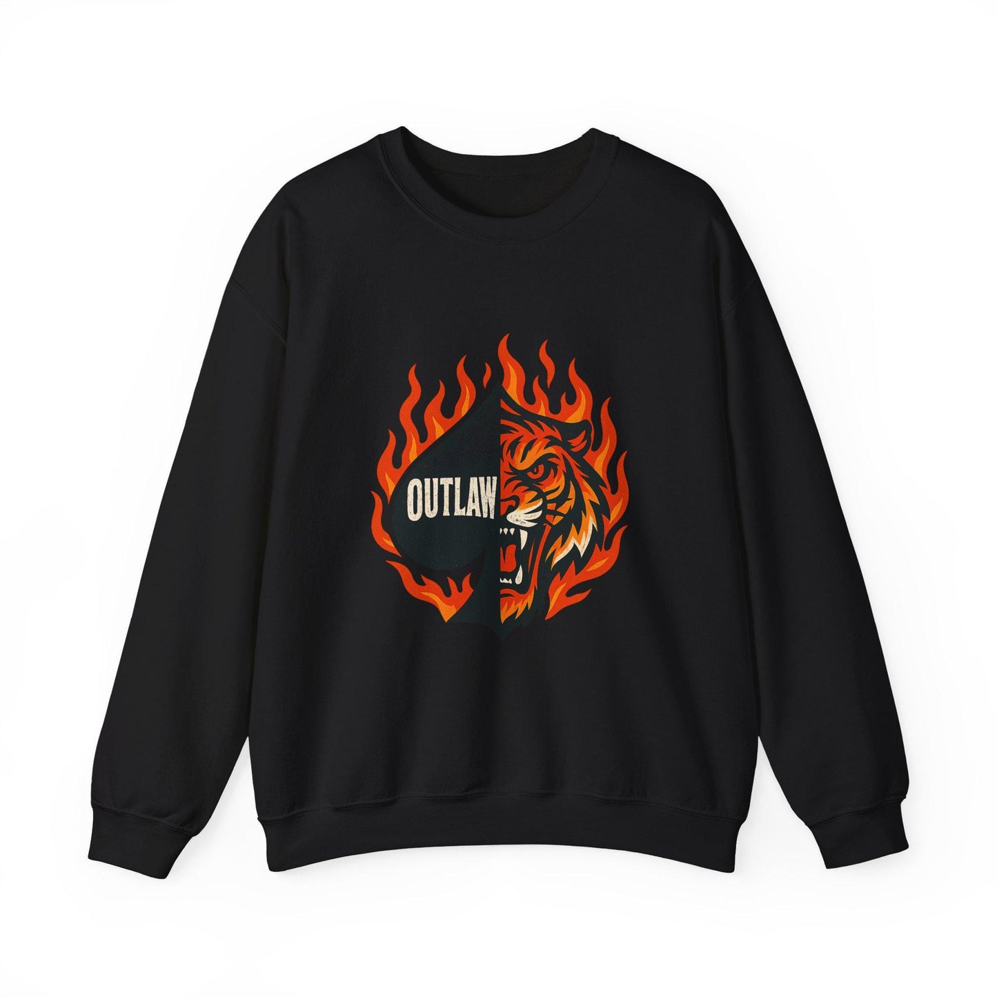 Edgy grungy Outlaw flaming spade tiger PNG graphic INSTANT digital download for tshirt sublimation or dtf