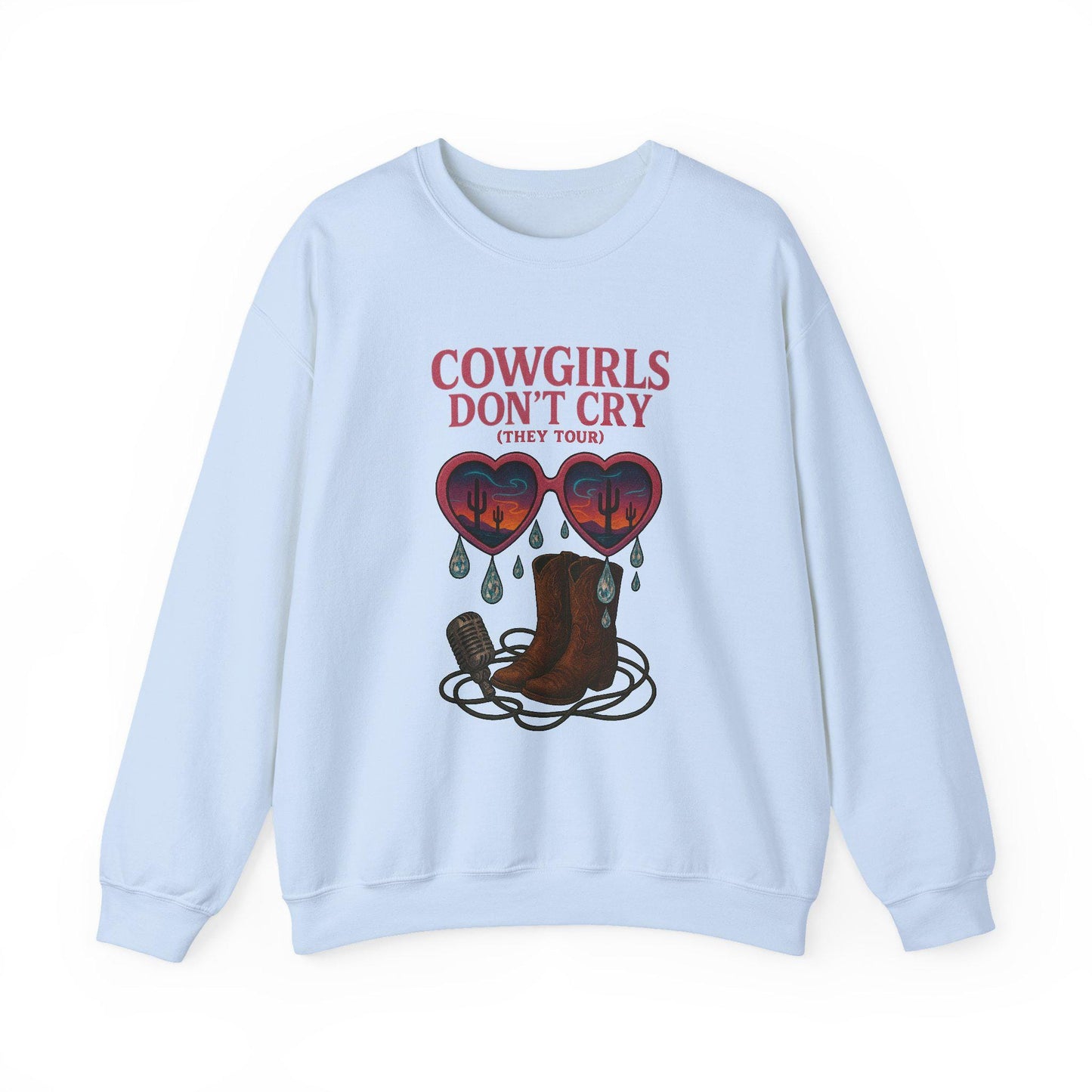 Western "Cowgirls dont cry, they tour" desert sunglasses boot music PNG graphic digital download for tshirt sublimation or dtf