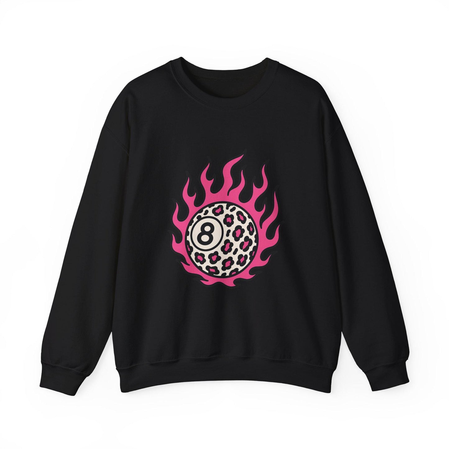 Edgy flaming cheetah print 8 ball png graphic digital download for tshirt sublimation or dtf