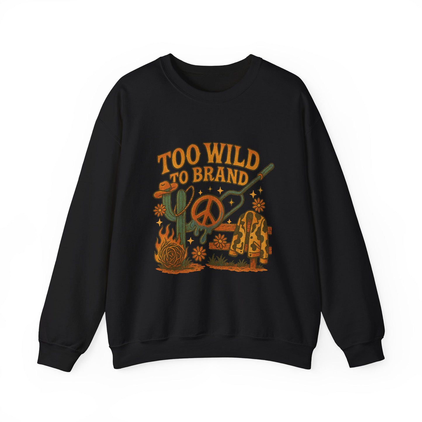 Groovy Western hippie cowgirl "too wild to brand" png graphic digital download for tshirt sublimation or dtf