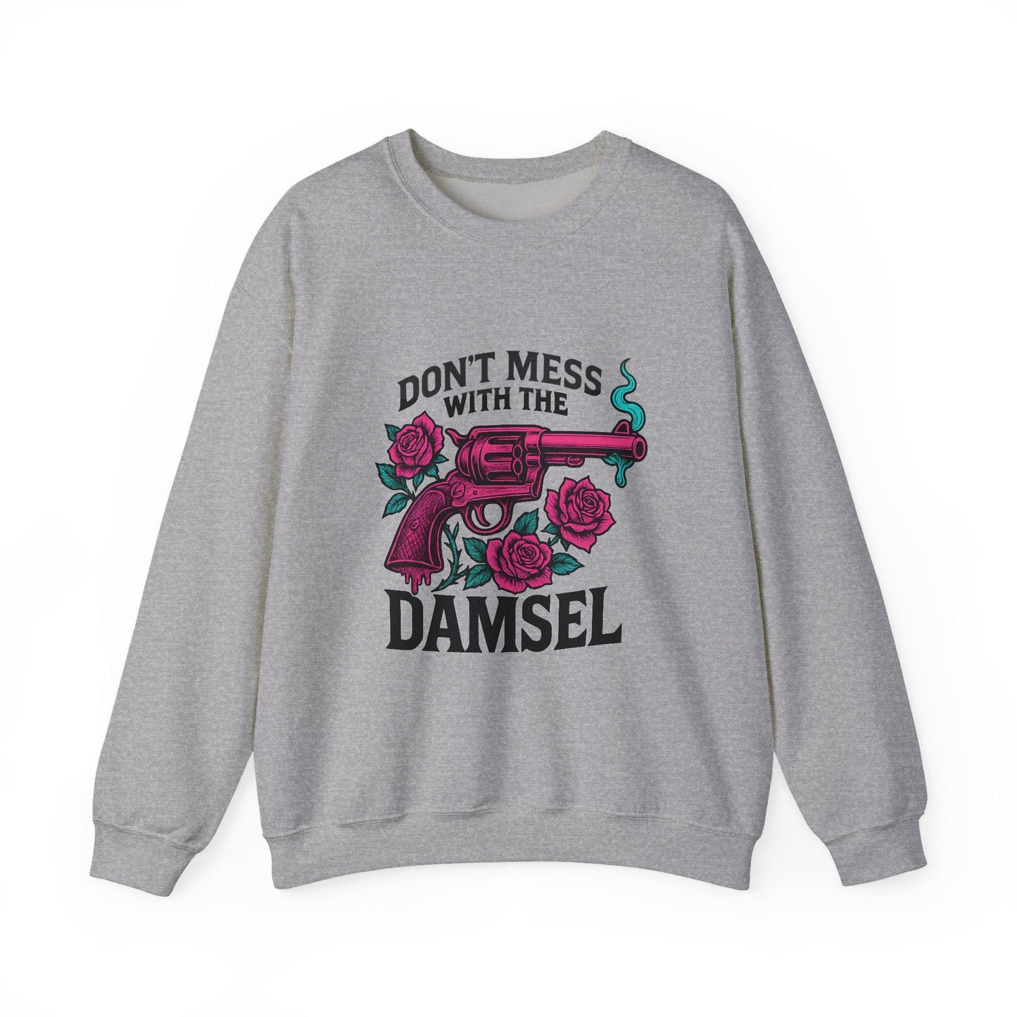 western "dont mess with the damsel" pink revolver and rose graphic png INSTANT digital download for tshirt sublimation or dtf