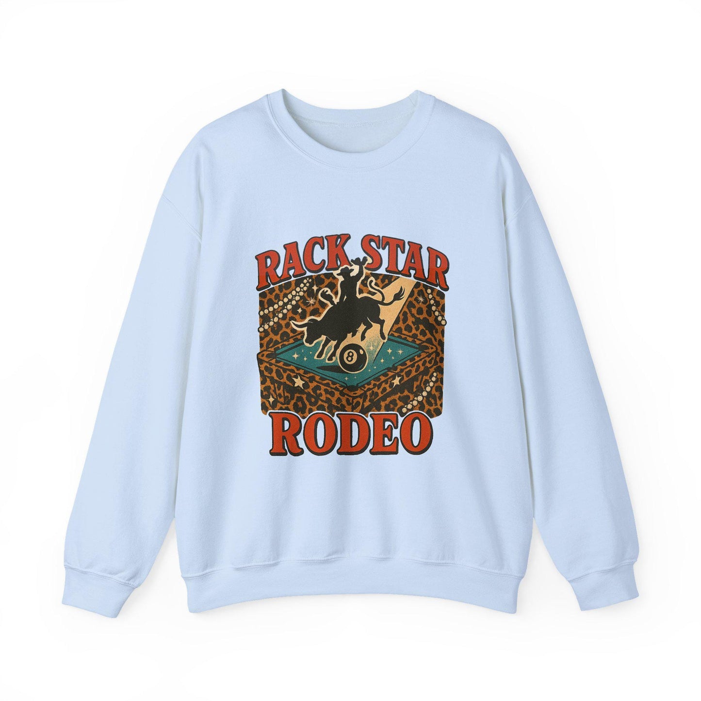 Western pool table cowboy "RACK STAR RODEO" cheetah print png graphic digital download for tshirt sublimation or dtf