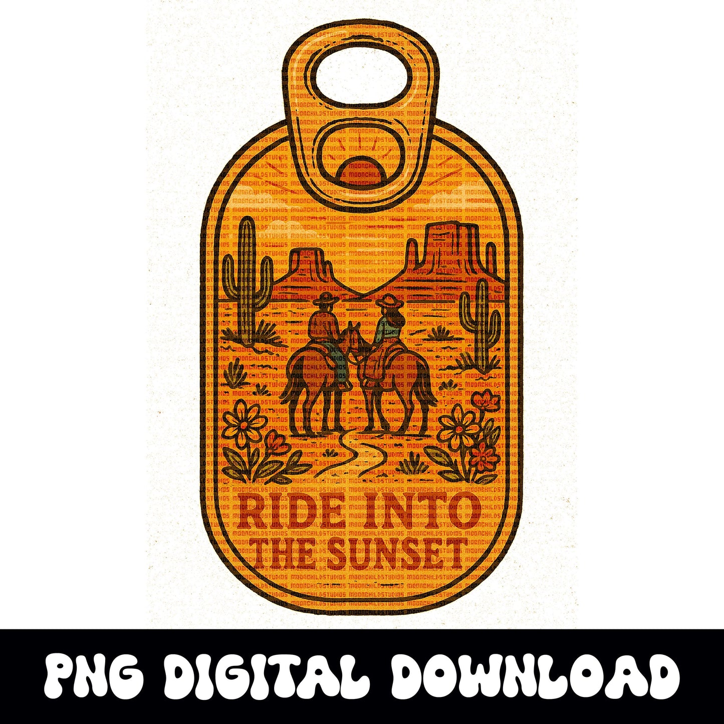 Edgy Western vintage can tab png graphic digital download for sublimation or dtf