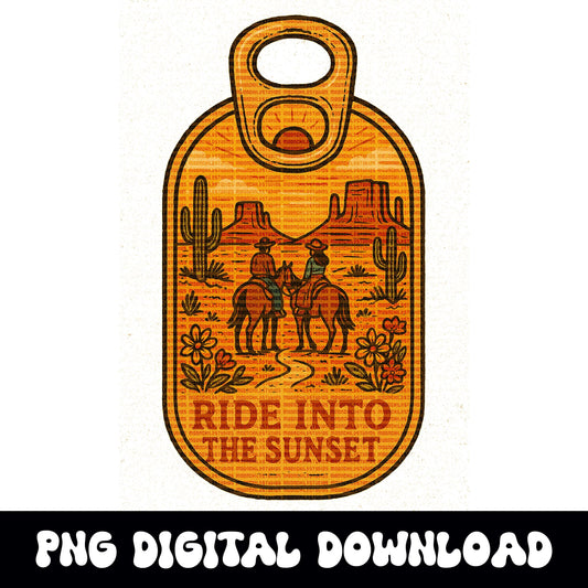 Edgy Western vintage can tab png graphic digital download for sublimation or dtf
