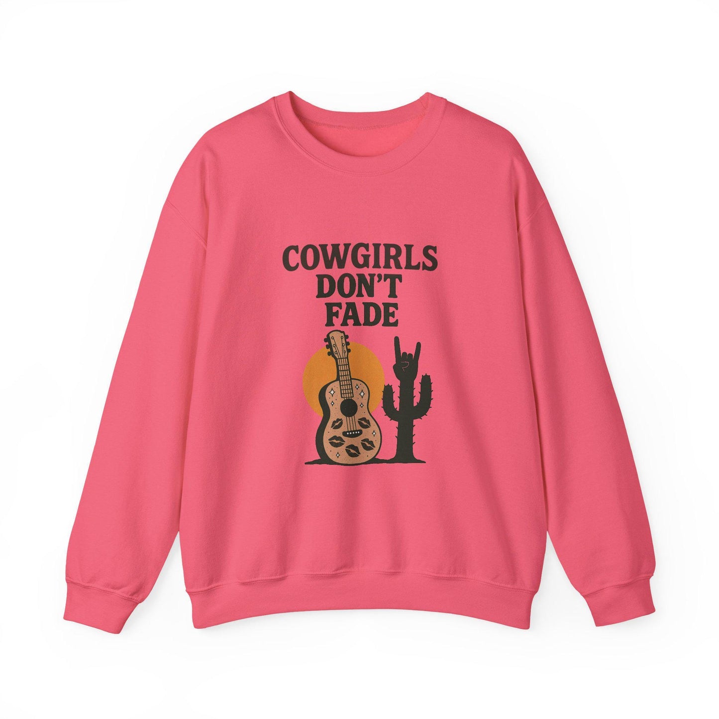 Western "Cowgirls dont fade" guitar and rock on cactus desert PNG graphic INSTANT digital download for tshirt sublimation or dtf