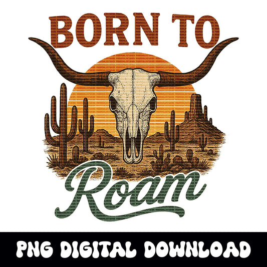 Western desert bull skull png graphic digital download for tshirt sublimation or dtf